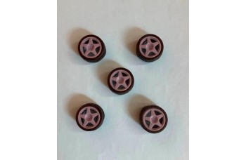 Wheels + tires – Speedline ( 5 spoke tarmac ) / 3D print / 5 pcs for Peugeot 306 Maxi 1/24